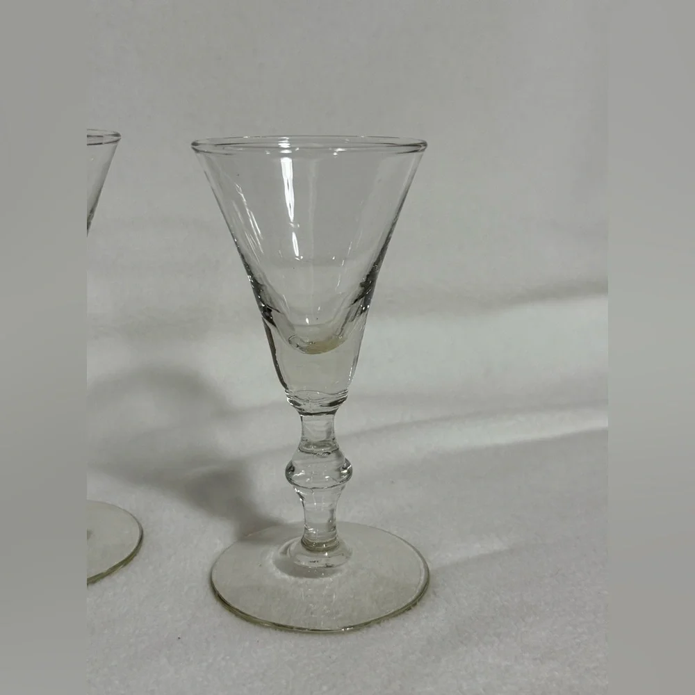 MCM Set of 3 Cordials/Mini Champagne Tasting Flutes Shot Glasses Clear Glass 5”